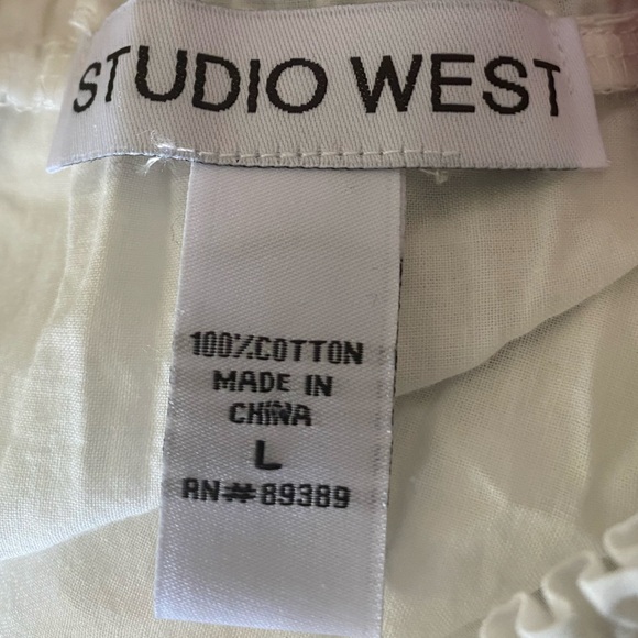 Studio West White and Navy A-Line Skirt - Picture 3 of 3